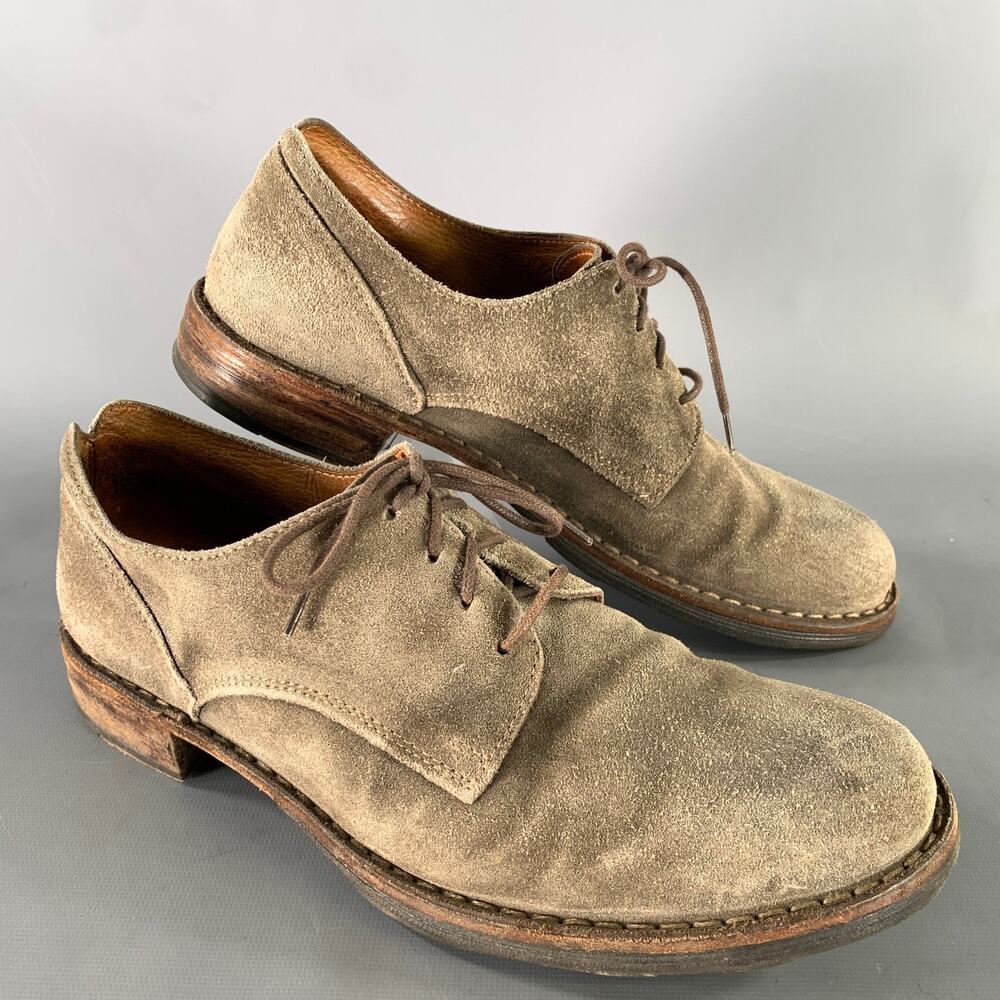 FLORENTINI + BAKER Eternity 706 Derby Size 8.5 Grey Khaki Leather Lace Up Shoes